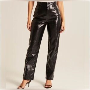 NWT Abercrombie Curve Love Vegan Leather 90s Straight Ultra High Rise Pants